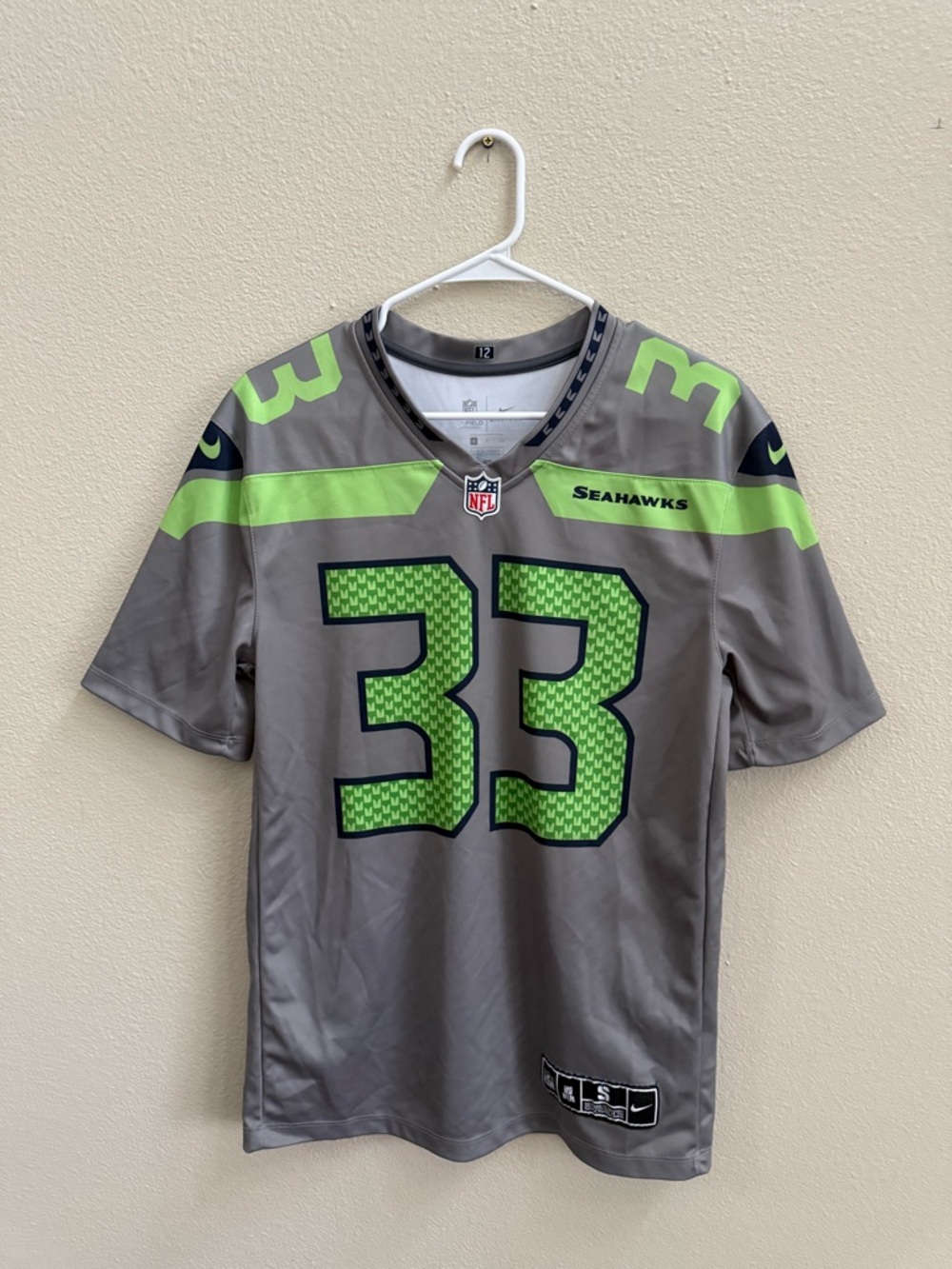 Nike Men’s Gray & Neon Green #33 Jamal Adams Football Jersey